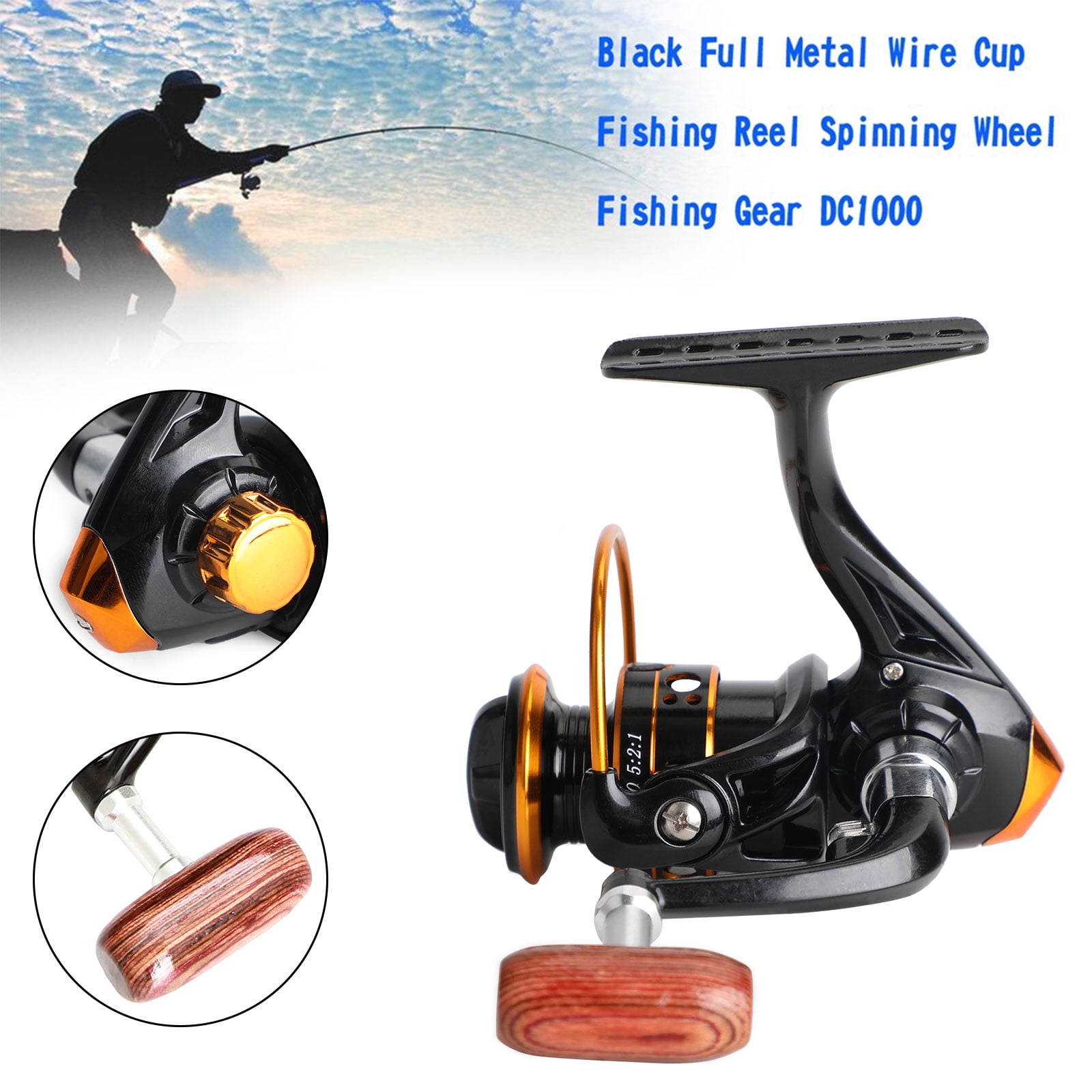 Black Full Metal Wire Cup Fishing Reel Spinning Wheel Fishing Gear DC5000 