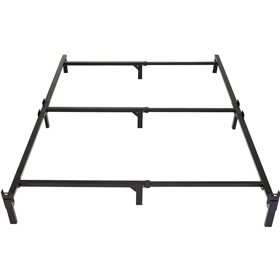 Black Full Size Box Spring Mattress Support Base with 9 Reinforced Legs, No Hardware Needed Fast Assembly Metal Bed Frame, Anti-Wobble Silent Support Foundation for Apartment Bedroom Beds