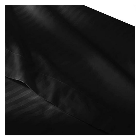 Black Full Size Flat Sheets- (Top Sheet) Made from 100% Long Staple Cotton 300 Thread Count, Damask Striped, 80" Wide x 94" Long Full Size- Flat Sheet