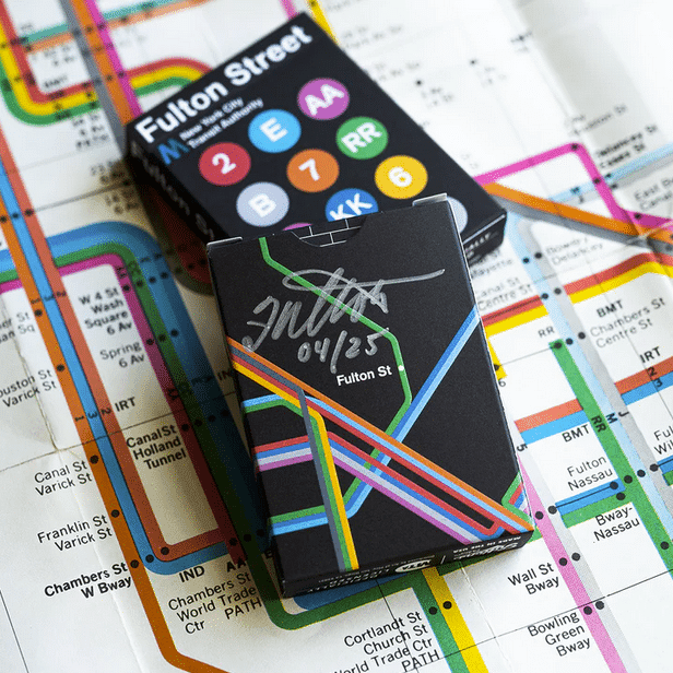 Black Fulton Street MTA (Signed Artist Proof) Playing Cards (1972 Vignelli Map)