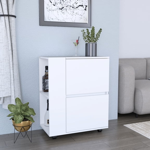 Black Functional Bar Cart with Cabinets / Useful in Living Rooms