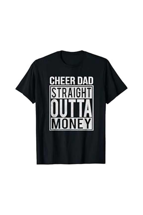 Black Funny Mens Cheer Dad Straight Outta Money T-Shirt - Coach Gift