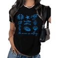 thumbnail image 1 of Black Funny Ocean Marine Life Crab Seahorse Seashell Print Graphic Tees Beach Coastal Graphic Women Casual Summer Size S-5XL Loose Tops, 1 of 5