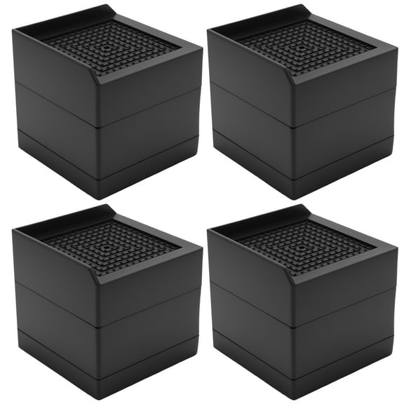 4-Pack Black Furniture Risers, 1.5 & 3 Inch Heavy-Duty Supports, for Bed & Sofa Legs