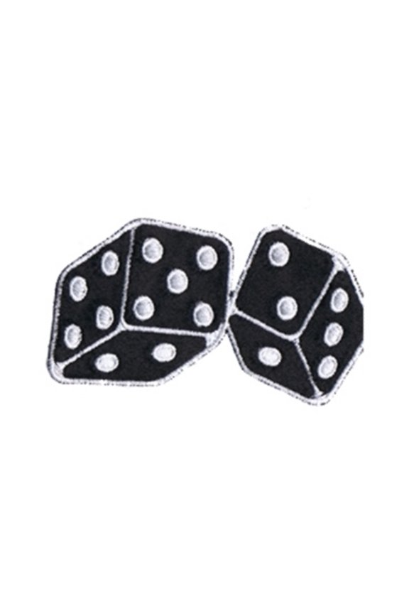 Black Fuzzy Dice Patch Roll Plush Gamble Symbol Embroidered Iron On Applique