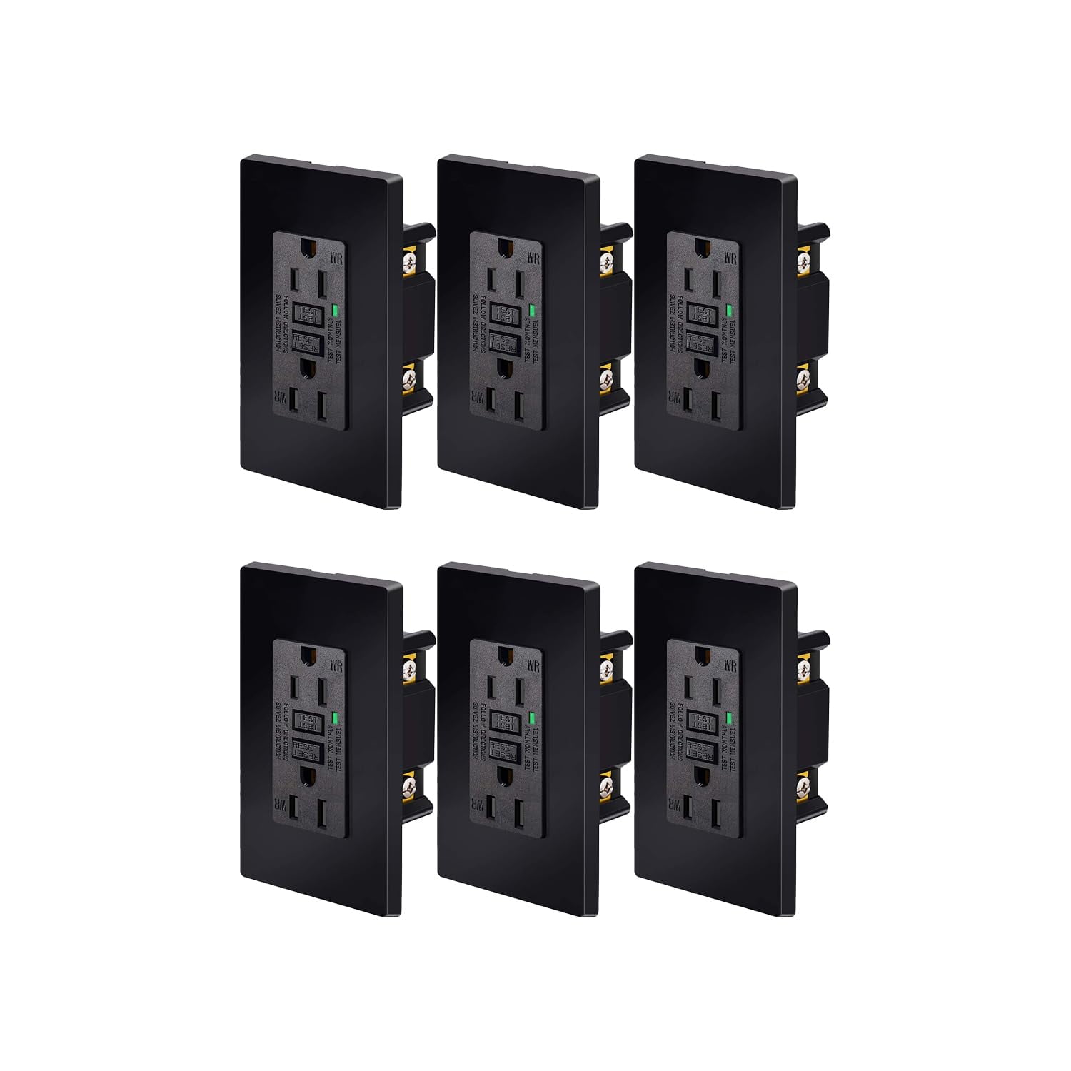 Black GFCI Outlet 15 Amp,Black GFI Electrical Outlet,Groud Fault