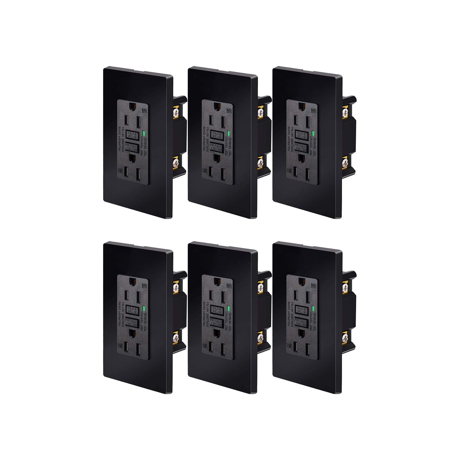 Black GFCI Outlet 15 Amp,Black GFI Electrical Outlet,Groud Fault ...