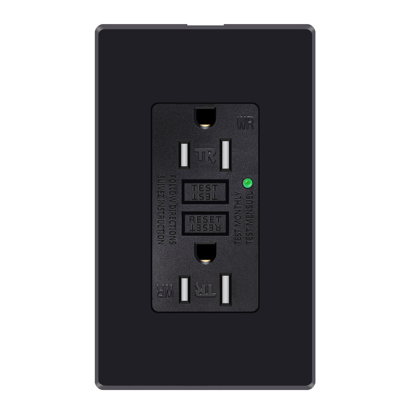 Black GFCI Outlet 15 Amp,GreenCycle Black Outlets Receptacle with