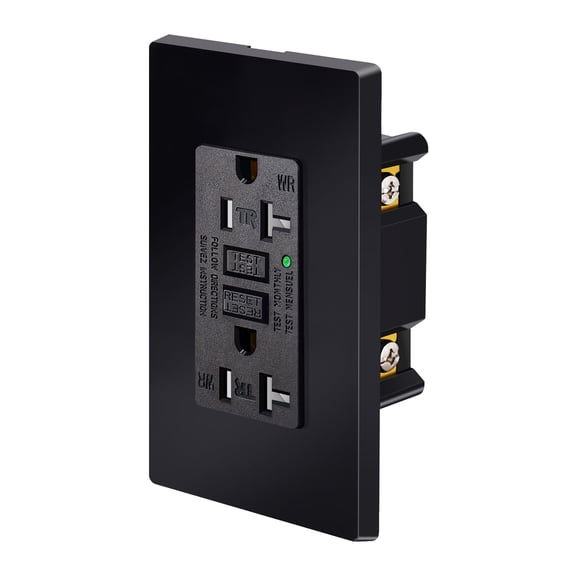 Black GFCI Outlet 20Amp 6PK,Nineleaf Black Outlets Receptacles,GFI Electrical Outlet with LED Indicator,Weather Resistant WR,Ground Fault Circuit Interrupters,120V,Wall Plates and Screws Included,ETL