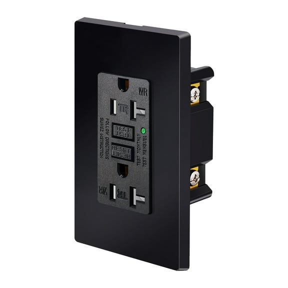 Black GFCI Outlet 20Amp,Nineleaf Black Outlets Receptacles,GFI Electrical Outlet with LED Indicator,Weather Resistant WR,Ground Fault Circuit Interrupters,120V,Wall Plates and Screws Included,ETL