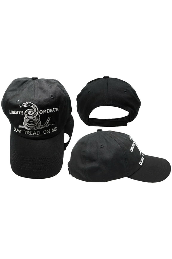 Black Gadsden Culpeper Liberty or Death Dont Tread on Me Washed Style Hat Cap