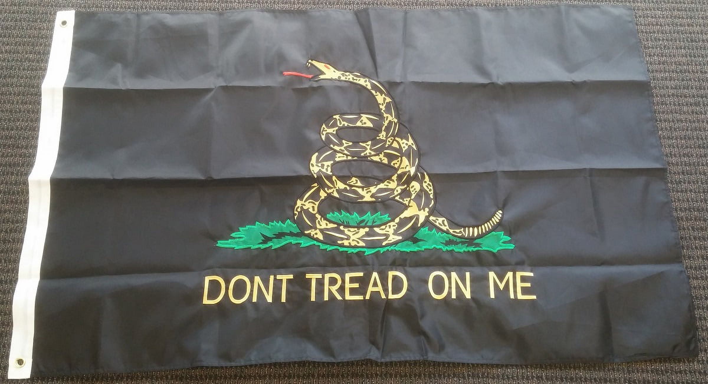 Black Gadsden Flag Don't Tread on Me Double Sided Embroidered Nylon 3 x ...