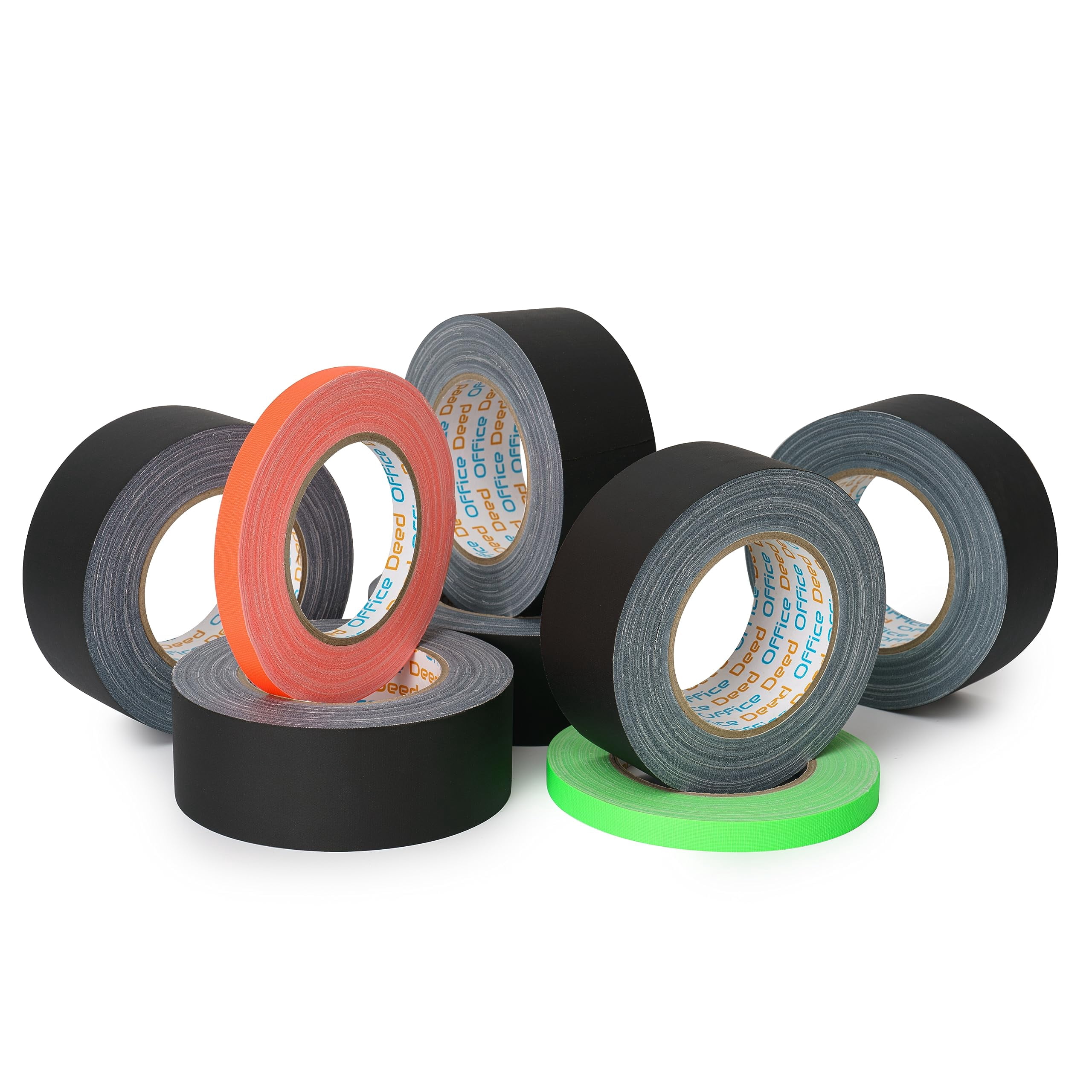 Black Gaffers Tape 2 inch X 30 yard, 6 Pack, Non-reflective, No Residue, Hand Tear, Waterproof, Matte Black Gaff tape For Stages, Floor Tape for Electrical Cords (6 Pack)