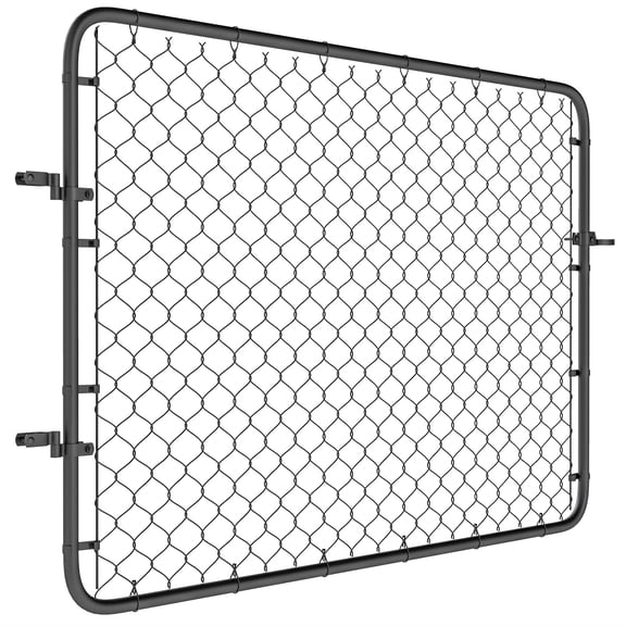 Black Galvanized Steel Chain Link Fence Gate, 47.2" x 70.9" Yard Entrance Door for Garden Security