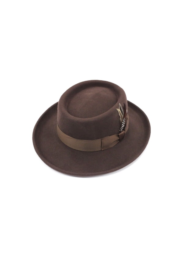 Mens Brown Gambler Hat by Bruno Capelo Wedding Church Hat 100% Wool GAM-101