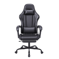 Black Gaming Chair with Footrest and Massage Ergonomic Video Gamer Chair for Adults Leather Gaming Chair High Back Swivel Reclining Computer Chair for Home Office
