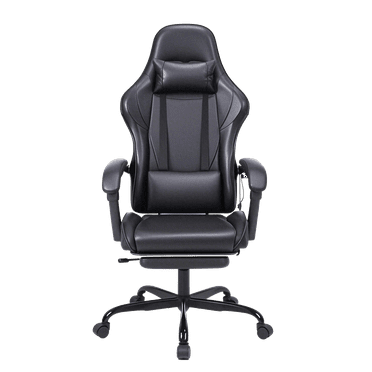 Black Gaming Chair with Footrest and Massage Ergonomic Video Gamer Chair for Adults Leather Gaming Chair High Back Swivel Reclining Computer Chair for Home Office