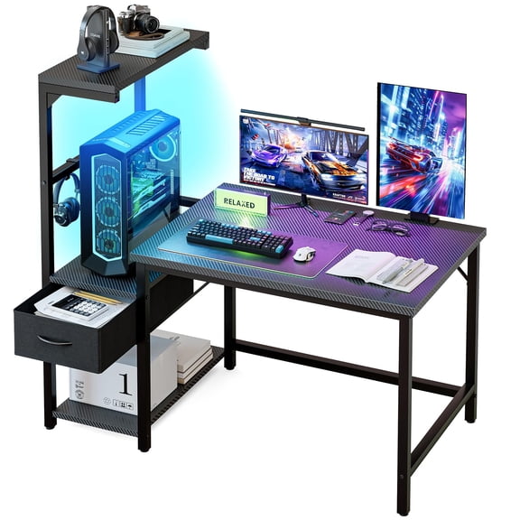 Large Home Office Desk with 5 Drawers, Power Outlet and File Drawer ...
