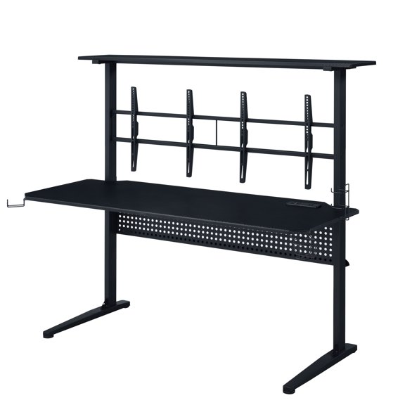 Black Gaming Desk with LED Light - 18mm Thick Top