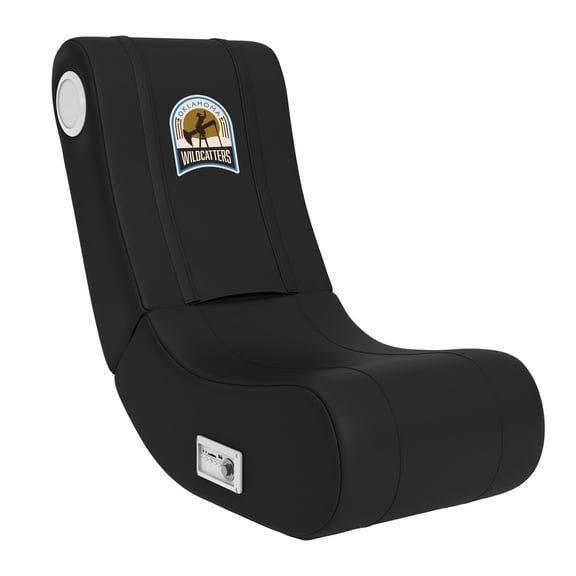 Black Gaming Floor Rocker Chair with Oklahoma Wildcatters Primary Logo, Premium Upholstery, Built-in Speakers, Durable Construction, for Gaming Room & Home Theater