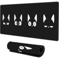 thumbnail image 1 of Black Gaming Mouse Pad, XL Extended Mousepad, Large Mouse Mat Desk Pad with Stitched Edge, 31.5x11.8 Inch, Cute Cat Face, 1 of 6