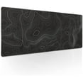 thumbnail image 1 of Black Gaming Mouse Pad XL Geographic Map Lines Extended Large Desk Cover Big Table Mat Non-Slip Rubber Base Stitched Edge Long Keyboard Playmat for Gamer,31.5×11.8 Inches, 1 of 6