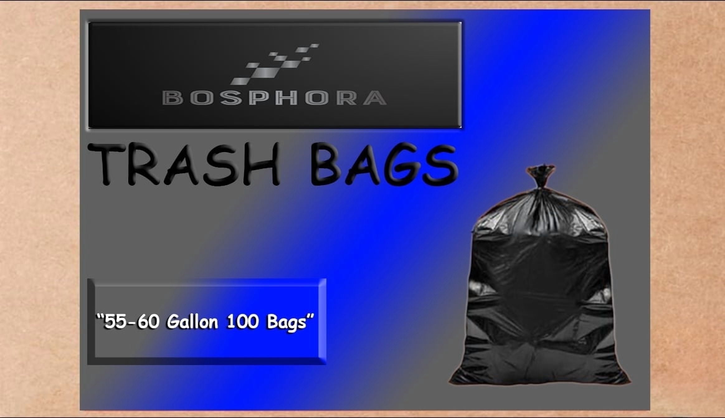 Black Garbage Bags - 100 Bags - 55-60 Galon Garbage Bags - Trash Bags - Black Large Trash Bags - Lawn And Leaf Bag - Plastic Outdoor Yard Waste Bag -55-60 Gallon Trash Bag - 38X58 Inc