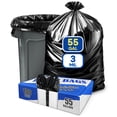 thumbnail image 1 of Plastic Prince 55 Gallon Trash Bags 3 Mil Fit Rubbermaid Brute Rollout Round and Square 32-44 gal Trash Cans 36" x 50" Large Durable Heavy Duty Garbage Trash Can Liners, Black Pack of 100, 1 of 7