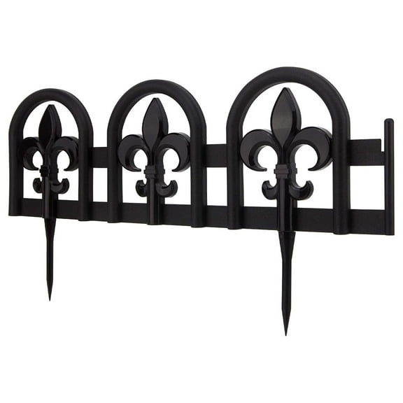 Black Garden Border Edging: Wrought Iron Design - 27pcs Black Yard Landscaping Fence Liner Lawn Edge Barrier - 35ft Kit of Decorative Lawn Landscape Panels