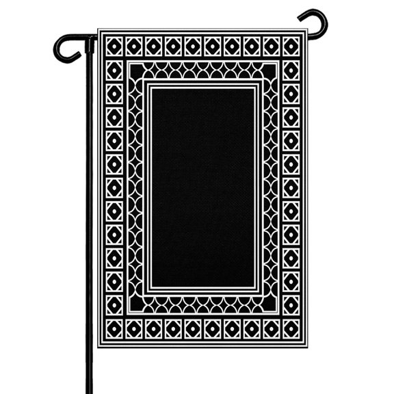 Black Garden Flag 12x18 Inch Boho Diamond Pattern Border Rustic Southwestern Double Sided Small Decorative Garden Flags for Outside, Outdoor Yard Porch Lawn Decoration