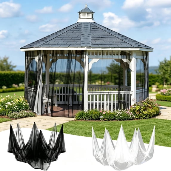 Black Garden Mesh Mosquito Netting Barrier, Breathable, Cuttable Insect and Bird Screen for Gazebos, Patios, and Plant Protection; Spooky Tulle Gauze Curtain for Halloween Party Decor