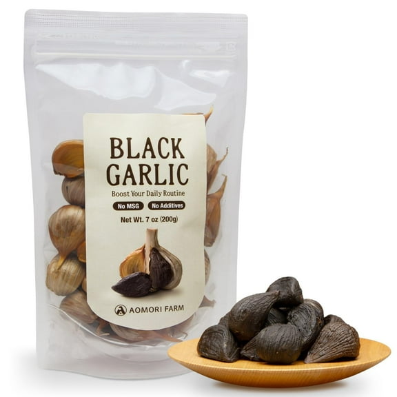 Black Garlic 7 oz (200 g) Japanese Fermented Superfood, Whole Bulbs