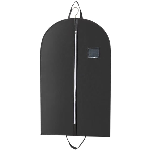 Black Garment Bag for Suits and Dresses, Breathable Fabric Suit Cover with Zipper, Handles, and ID Window, Travel Garment Protector for Business Trips and Storage(Flat)