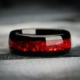 thumbnail image 1 of Black Garnet Ring, Tungsten Ring with Red Artificial Synthetic Gemstonestone inlay, Mens Wedding Band, Gift for Him, Red Ring Gift, 8mm Ring, Lab Created Garnet,11, 1 of 8