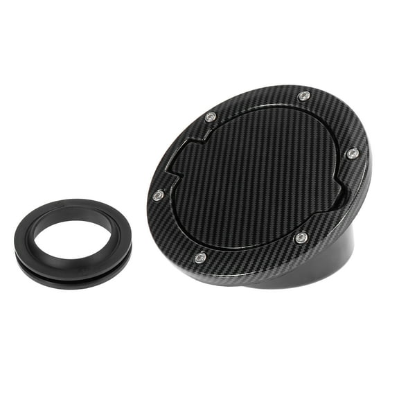 Black Gas Fuel Filler Door Cover Fuel Tank Cap Carbon Fiber Pattern for Jeep Wrangler JK Unlimited 2007-2018