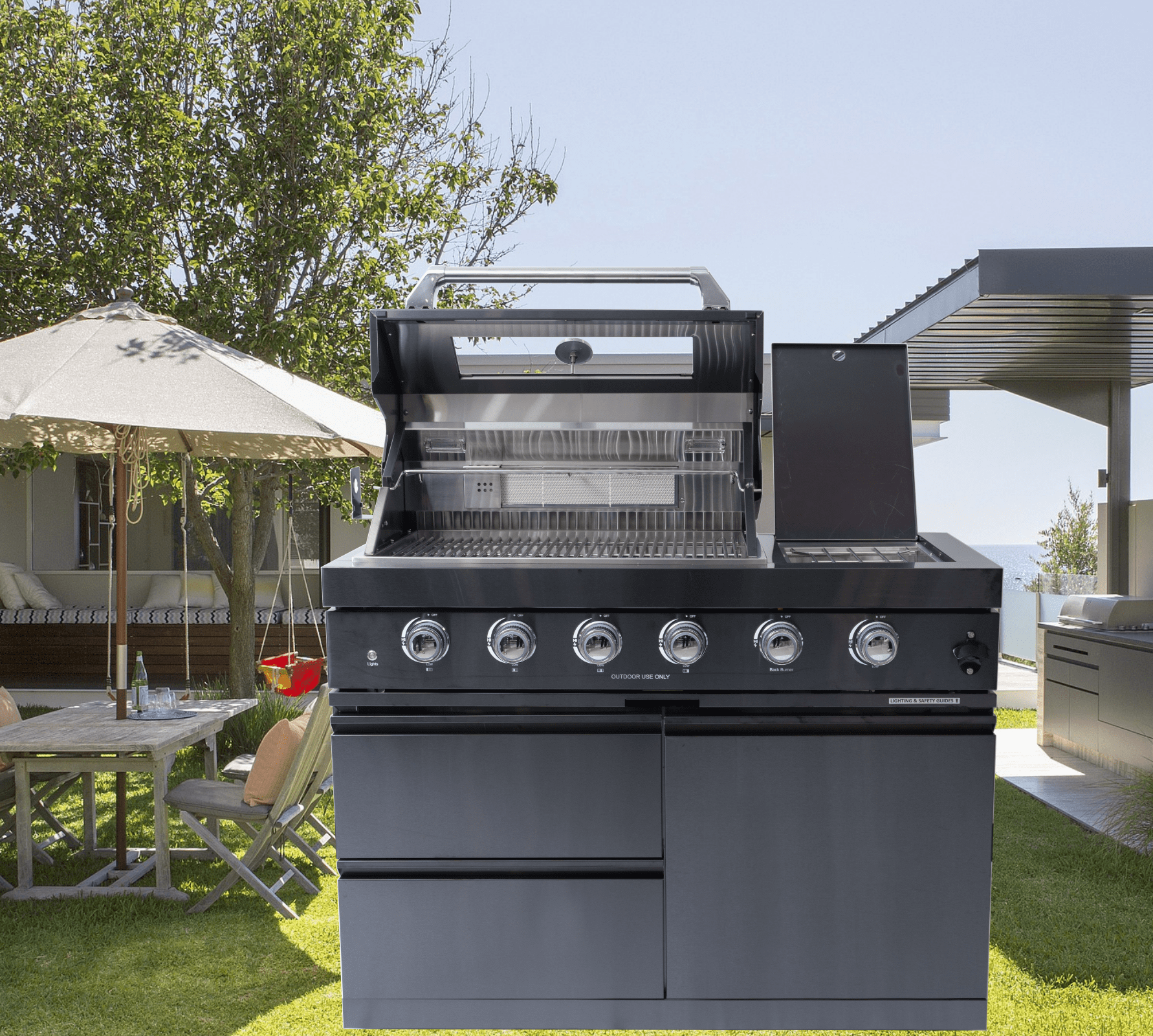 Black Gas Grill Four Burners Grill-B Stainless steel Outdoor Kitchen Islands