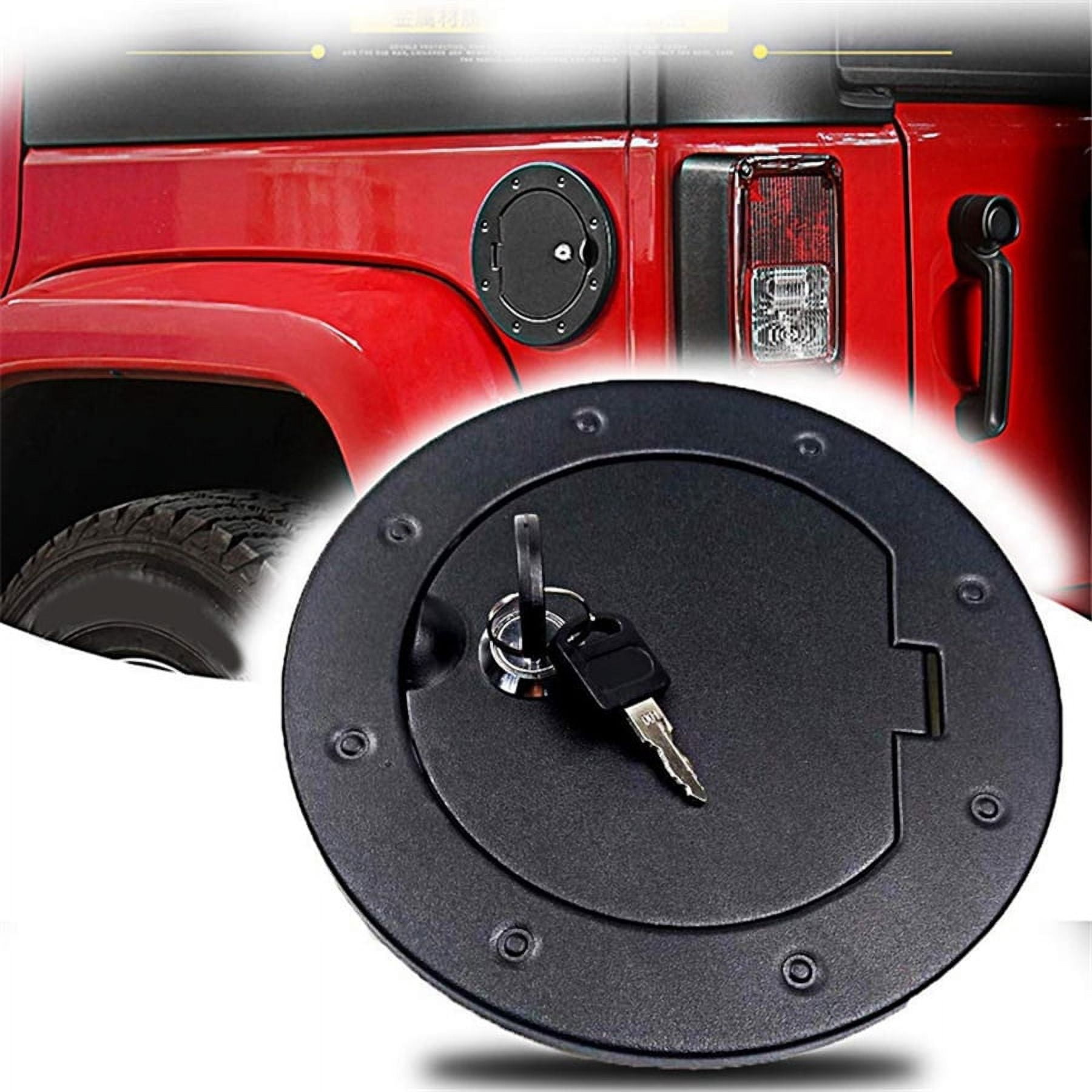 Aluminum Fuel Filler Door Gas Tank Cap Cover W/Key-Black Fits Jeep Wrangler JK E - Foto 8