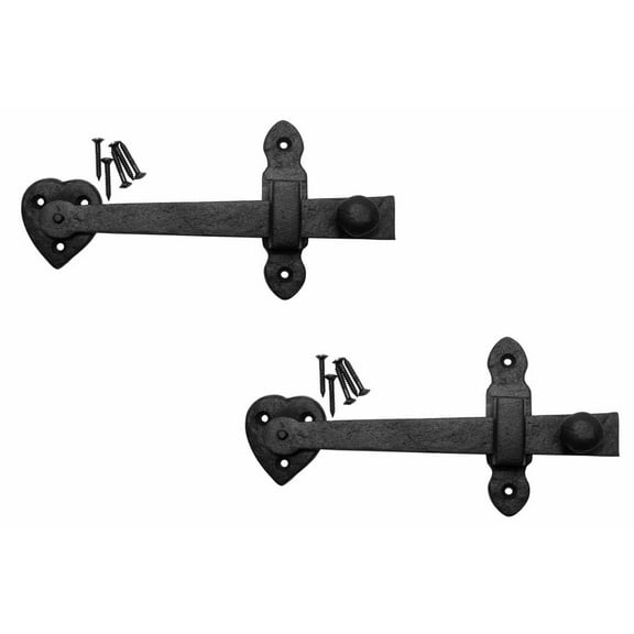 Black Gate Latches Heart Shape Design Wrought Iron Set of 2 Renovators Supply