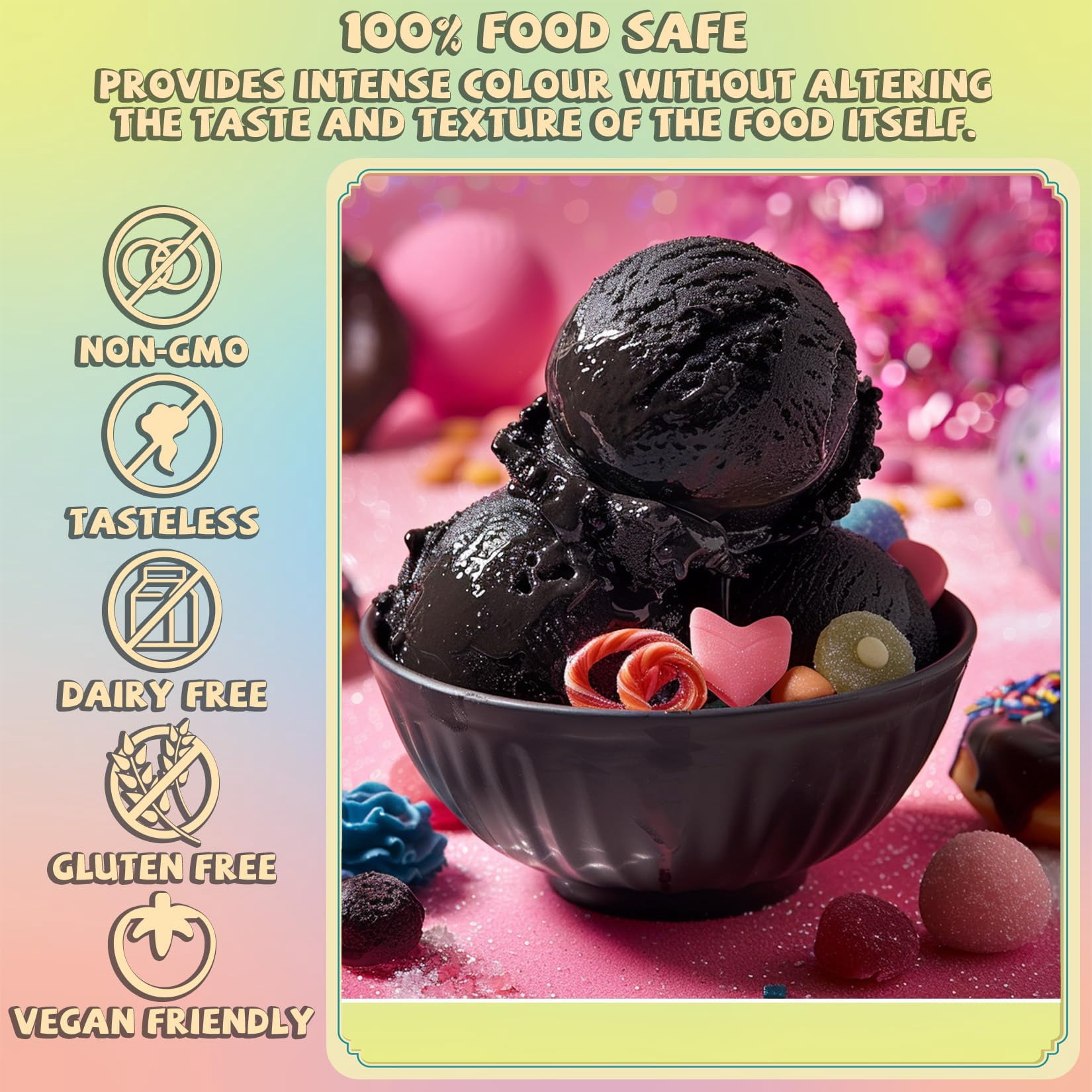 Black Gel Food SCH4Coloring - 2-Ounce Concentrated Black Food Coloring Gel for Baking, Cake Decorating, Icing, Cooking - Neon Food Dye for Slime Making, Soap and DIY Crafts