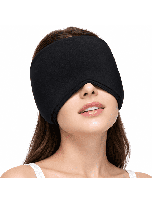 Migraine Relief Cap, Headache Relief Hat with Hot & Cold Gel, 360° Cooling Eye Mask and Head Ice Pack, Black