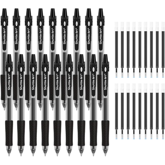 Shuttle Art Black Gel Pens, 36 Pack(18 Gel Pens with 18 Refills) Retractable Medium Point Rollerball Gel Ink Pens Smooth Writing with Comfortable Grip