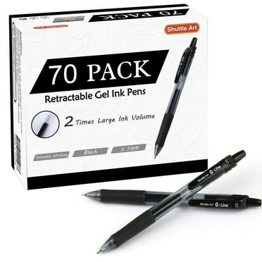 Black Gel Pens, 70 Pack Shuttle Art Retractable Medium Point Rollerball Gel Ink Pens Smooth Writing with Comfortable Grip