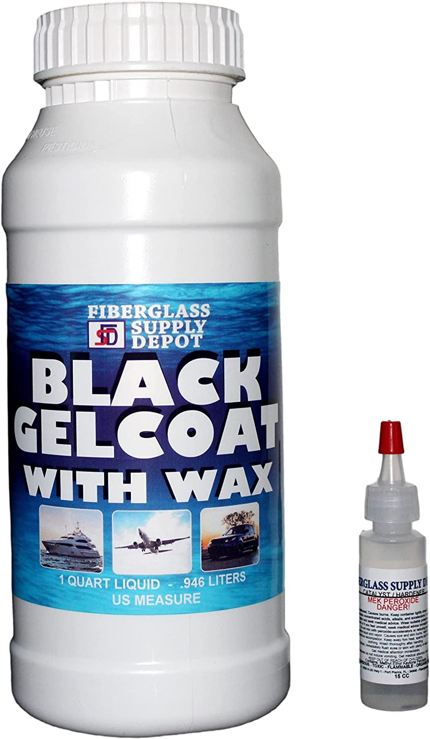 Black Gelcoat with Wax Quart with 15cc Hardener (MEKP)