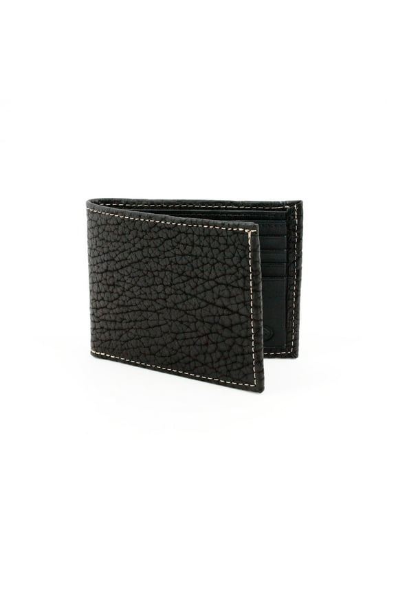 Black Genuine Bison Leather Billfold Wallet