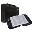 thumbnail image 1 of Black Genuine Leather Bible Cover Zippered Bag Book Organizer Brief Case, 1 of 8