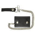 thumbnail image 1 of Black Genuine Leather Biker's Wallet Card Holder w/ Chain Trifold New, 1 of 5