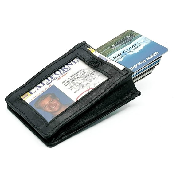 Black Genuine Leather Men's 20 Card Holder Front Pocket Wallet New