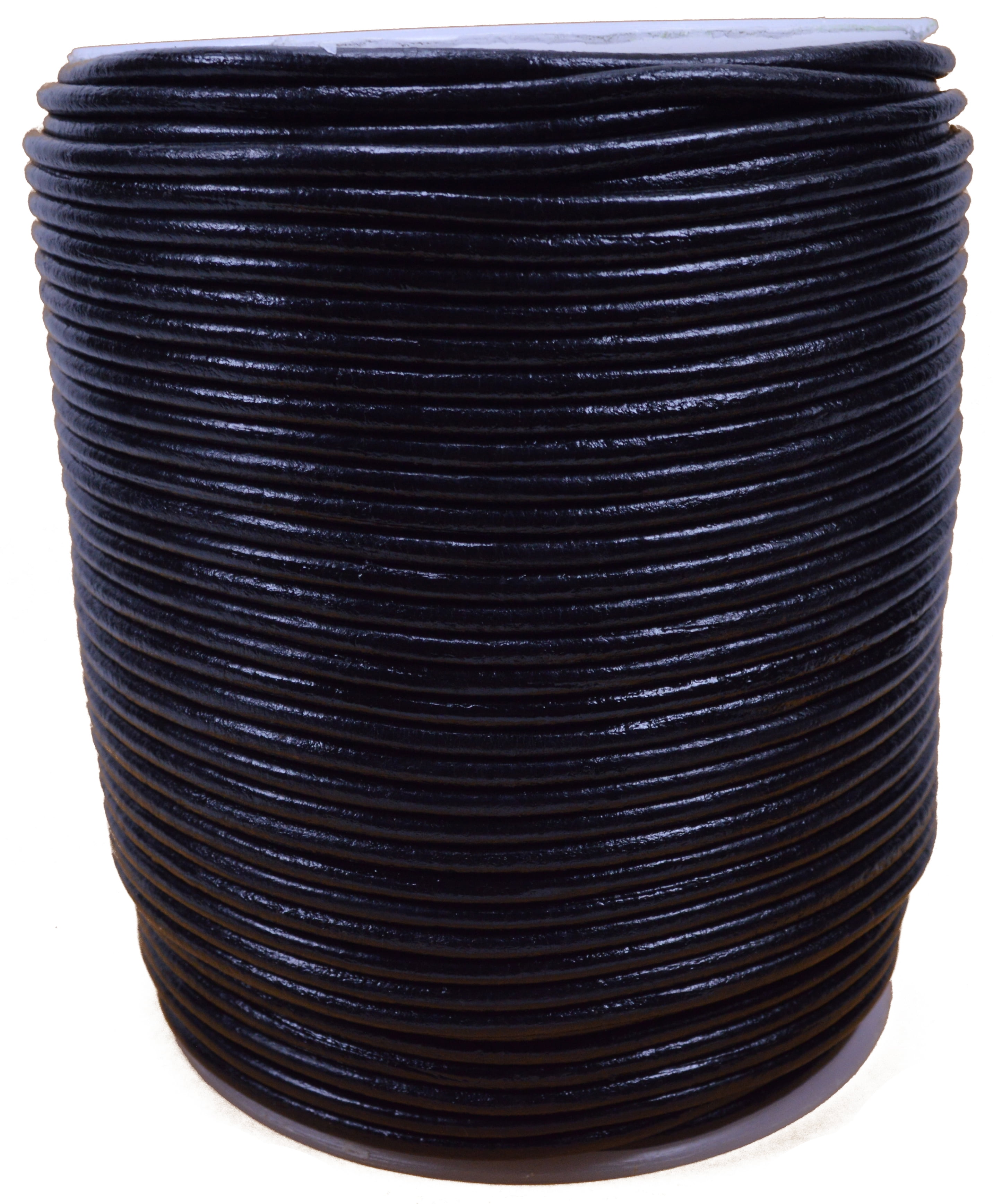 Black Genuine Leather Round Cord - 3mm X 100m