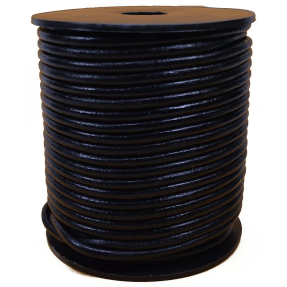 Black Genuine Leather Round Cord - 3mm X 25m