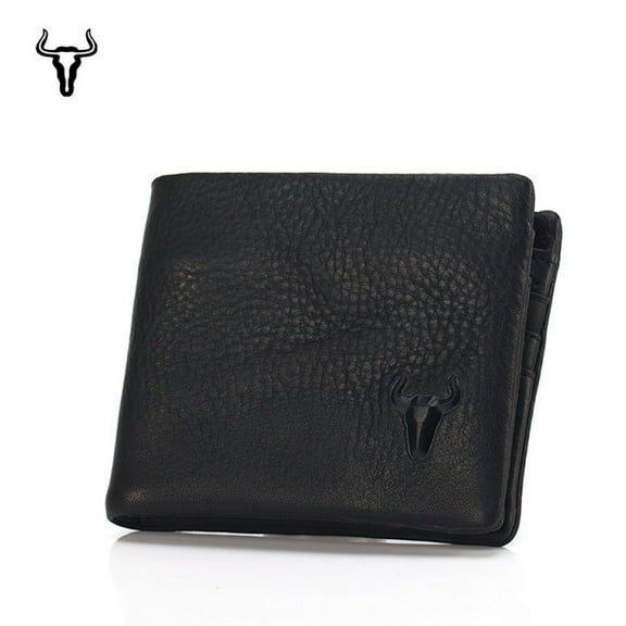 Black Genuine Leather Wallet for Men Slim Bifold Wallets Minimalist Credit Card Wallet With 5 Card Slots 1 ID Window 1 Bill Compartment 1 Hidden Zipper Pocket,Christmas Father's Day Gift,Gift For Him